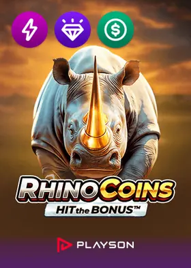 Rhino Coins Hit the Bonus pokie by Playson at Moon Win